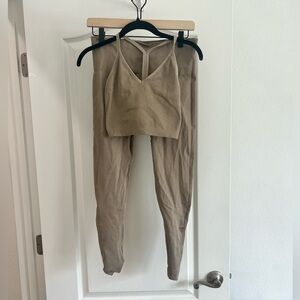 SET Active Beige/Taupe Leggings and Strappy Crop Top Set
